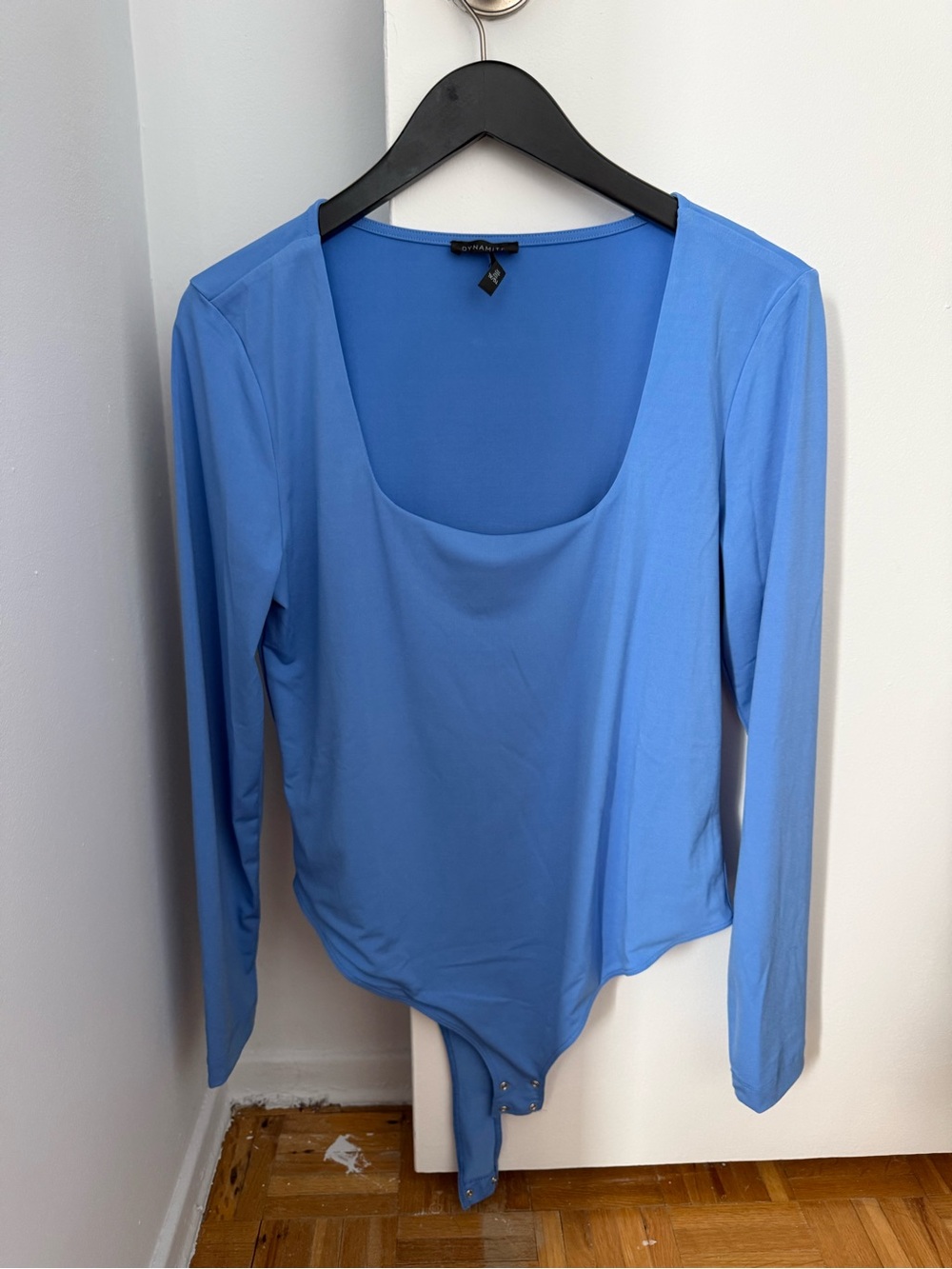 Dynamite Sky Blue Long-Sleeve Scoop Neck Bodysuit